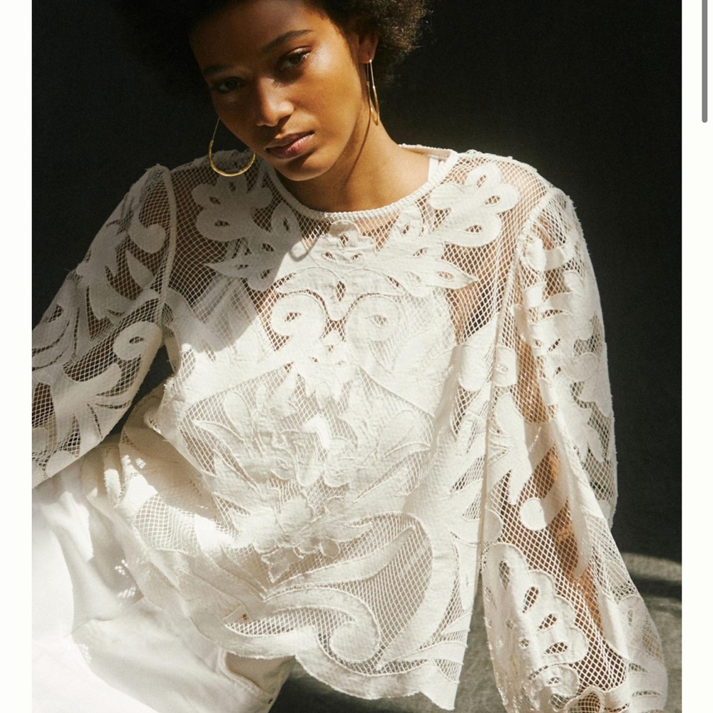 Anthropologie Lace Detail Blouse
